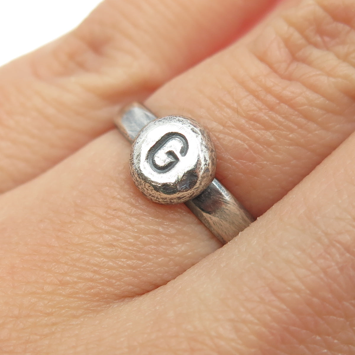 925 Sterling Silver Vintage Letter "G" Initial Ring Size 6.25