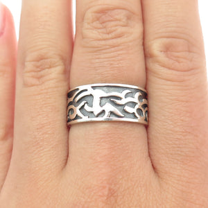 925 Sterling Silver Vintage Barbed Wire Band Ring Size 8.75