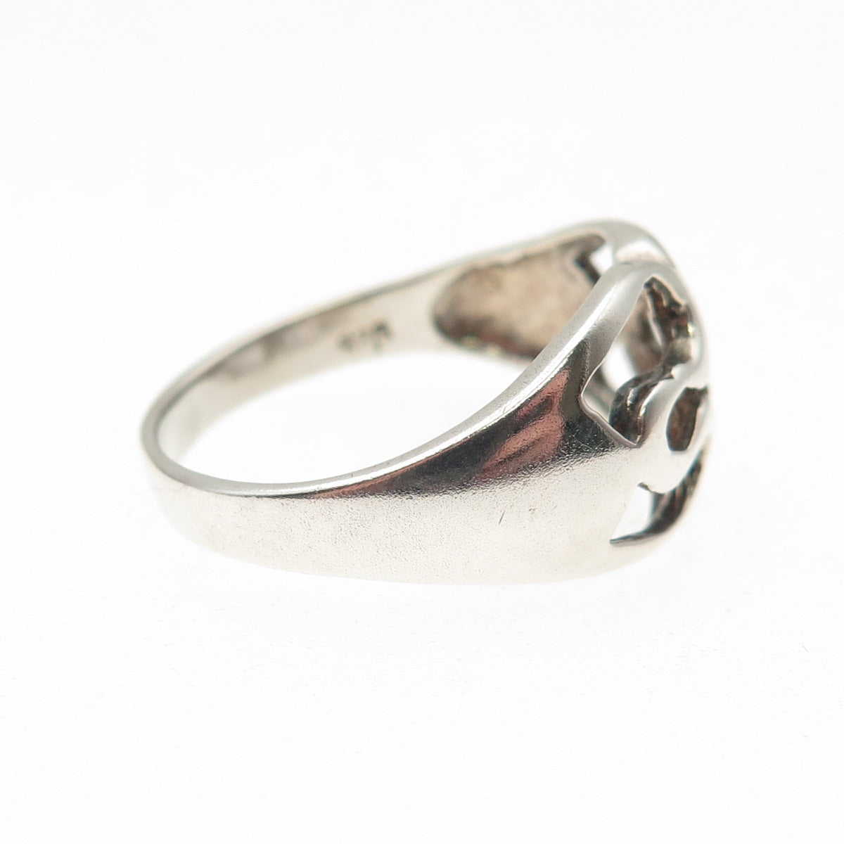 925 Sterling Silver Vintage Modernist Ring Size 8.75