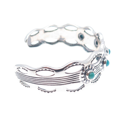CAROLYN POLLACK American West Old Pawn Sterling Vintage Turquoise Bracelet 7.25"