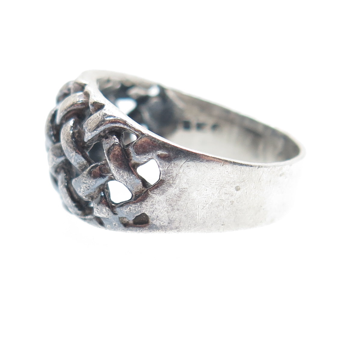 925 Sterling Silver Vintage Woven Oxidized Ring Size 5.75
