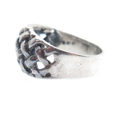 925 Sterling Silver Vintage Woven Oxidized Ring Size 5.75