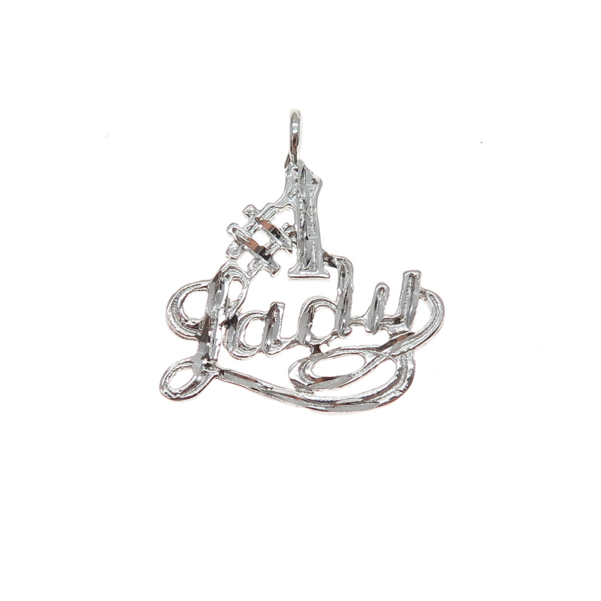 925 Sterling Silver Vintage #1 Lady Minimalist Charm Pendant