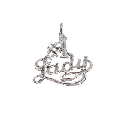 925 Sterling Silver Vintage #1 Lady Minimalist Charm Pendant