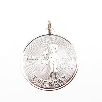 JAY POSON 925 Sterling Silver Vintage Tuesday's Child Charm Pendant