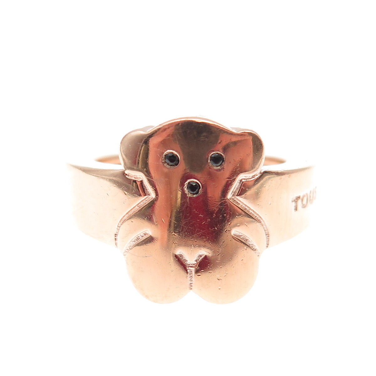 Tous 925 Sterling Silver Vermeil Real Black Spinel Sweet Dolls Ring Size 6.5