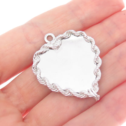 925 Sterling Silver Vintage Real Red Garnet Pearl Merry Christmas Heart Pendant