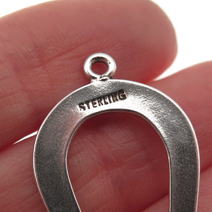 925 Sterling Silver Vintage Horseshoe Good Luck Oxidized Mini Charm Pendant