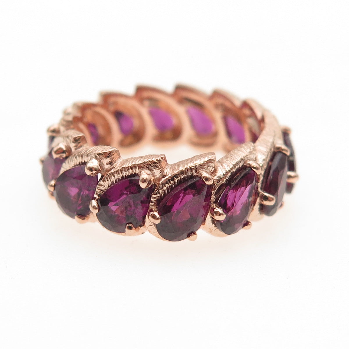 Michelle Albala 925 Sterling Silver Rose Gold Plated Real Amethyst Ring Size 7