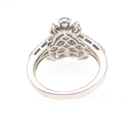Chuck Clemency 925 Sterling Silver Real Tanzanite & White Topaz Ring Size 8.25