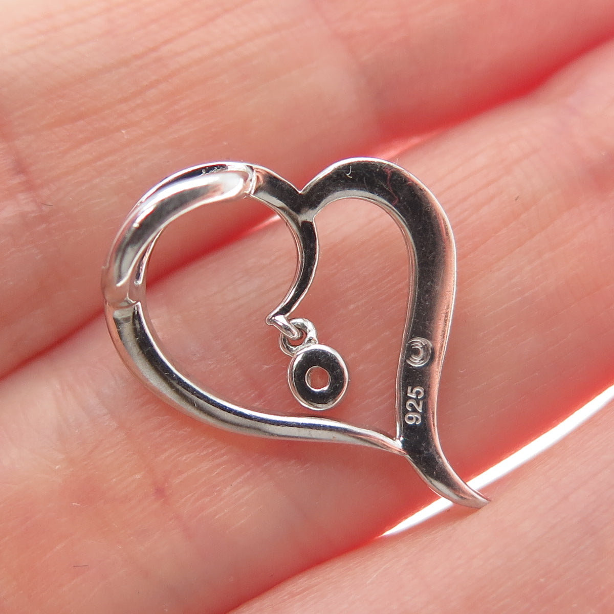 925 Sterling Silver Round-Cut C Z Heart Minimalist Charm Slide Pendant