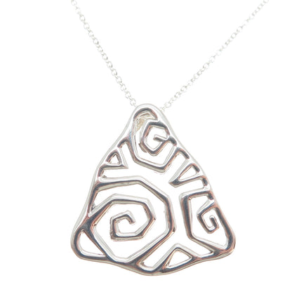 925 Sterling Silver Italy Modernist Spiral Triangle Cable Chain Necklace 18"