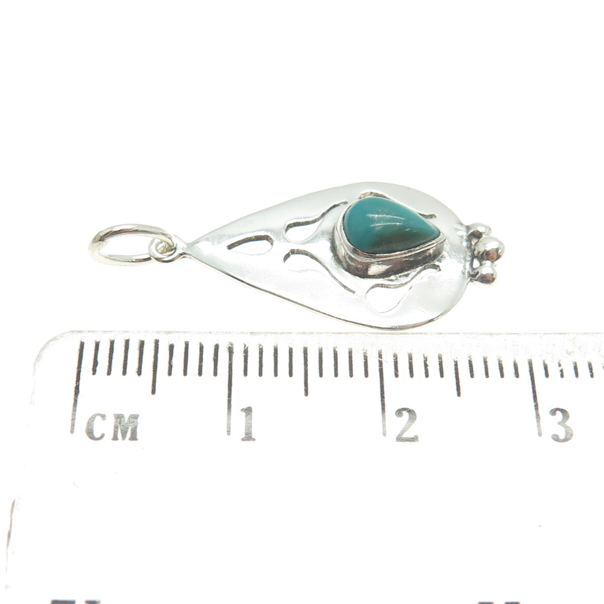 HC Ltd Nepal 925 Sterling Silver Vintage Real Kingman Turquoise Teardrop Pendant