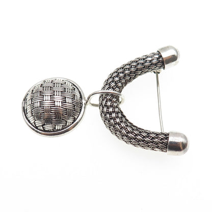 SUARTI BALI 925 Sterling Silver Vintage Modernist Braided Oxidized Pin Brooch