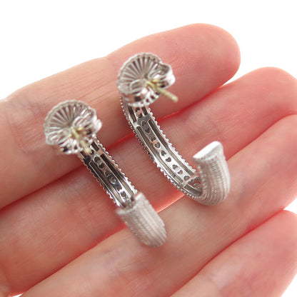 JUDITH RIPKA 925 Sterling Silver & 18K Gold Posts Vintage Hoop Earrings