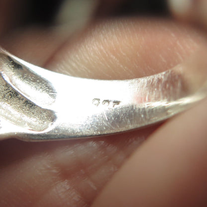 925 Sterling Silver Vintage Ribbed Ring Size 7.75