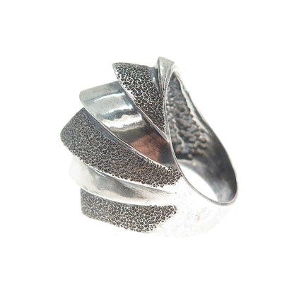 925 Sterling Silver Vintage Modernist Oxidized Ring Size 7.75