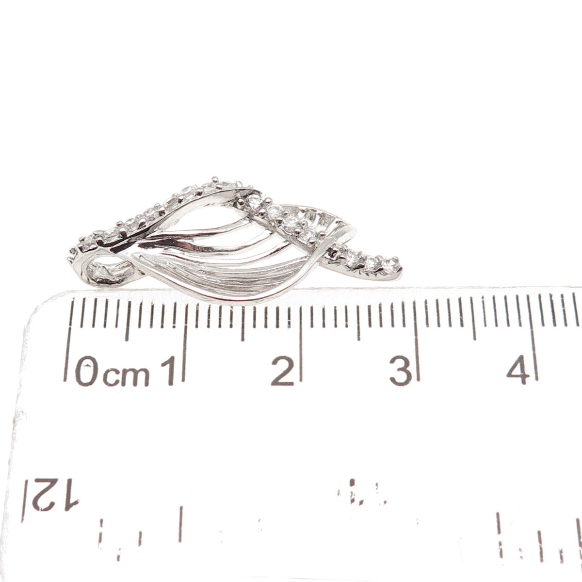 925 Sterling Silver Round-Cut C Z Floral Slide Charm Pendant