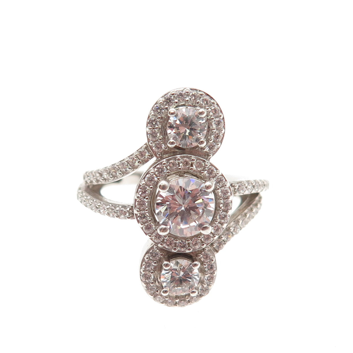 925 Sterling Silver Round-Cut C Z Sparkle Ring Size 6
