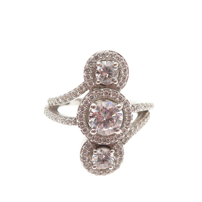 925 Sterling Silver Round-Cut C Z Sparkle Ring Size 6