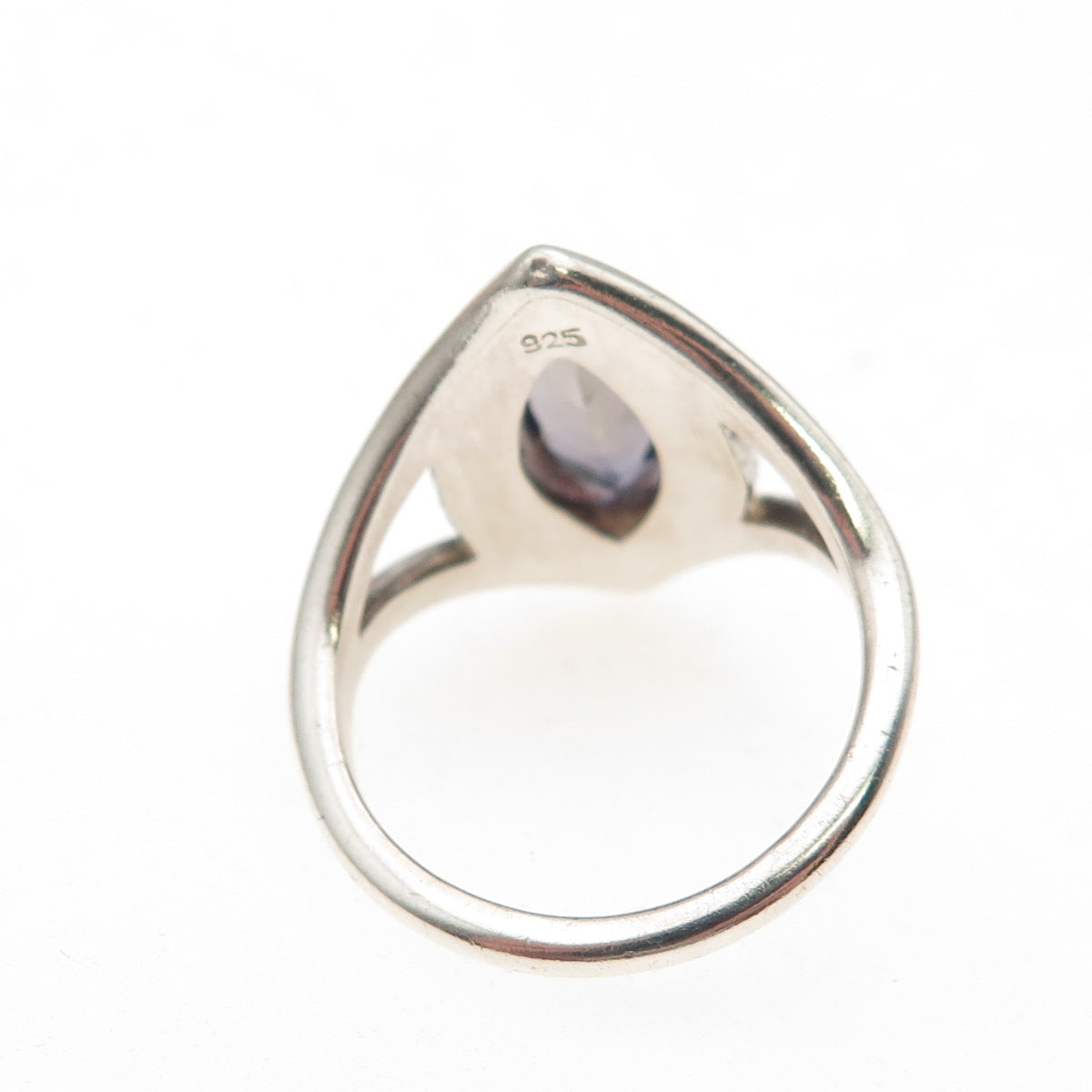 925 Sterling Silver Vintage Real Marquise-Cut Iolite Modernist Ring Size 6.75