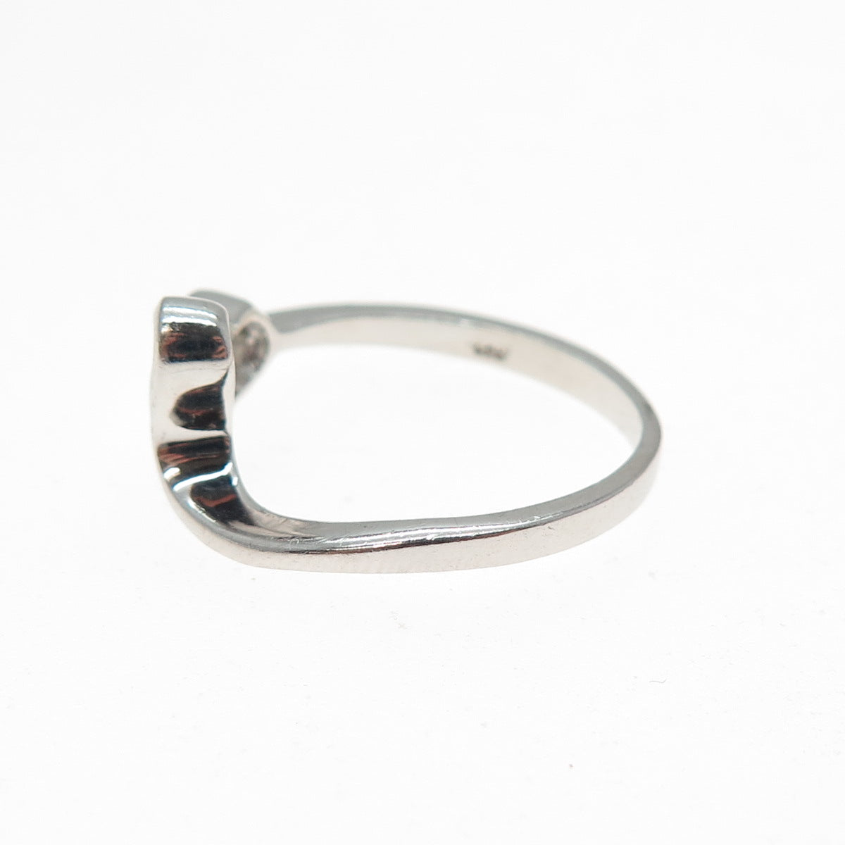 925 Sterling Silver Real Round-Cut Peridot Modernist Heart Ring Size 8