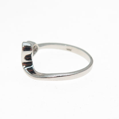 925 Sterling Silver Real Round-Cut Peridot Modernist Heart Ring Size 8