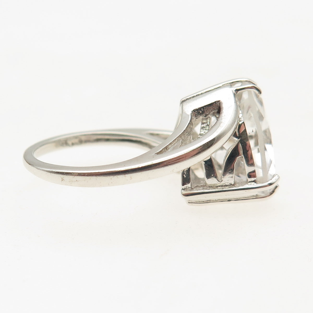 CHATEAU D'ARGENT 925 Sterling Silver Vintage Real White Topaz Ring Size 7.75