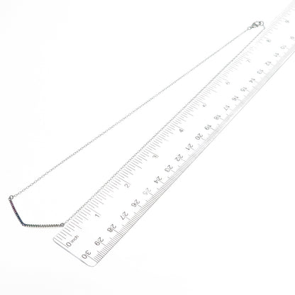 925 Sterling Silver Multi-Color C Z V-Style Cable Chain Necklace 16"