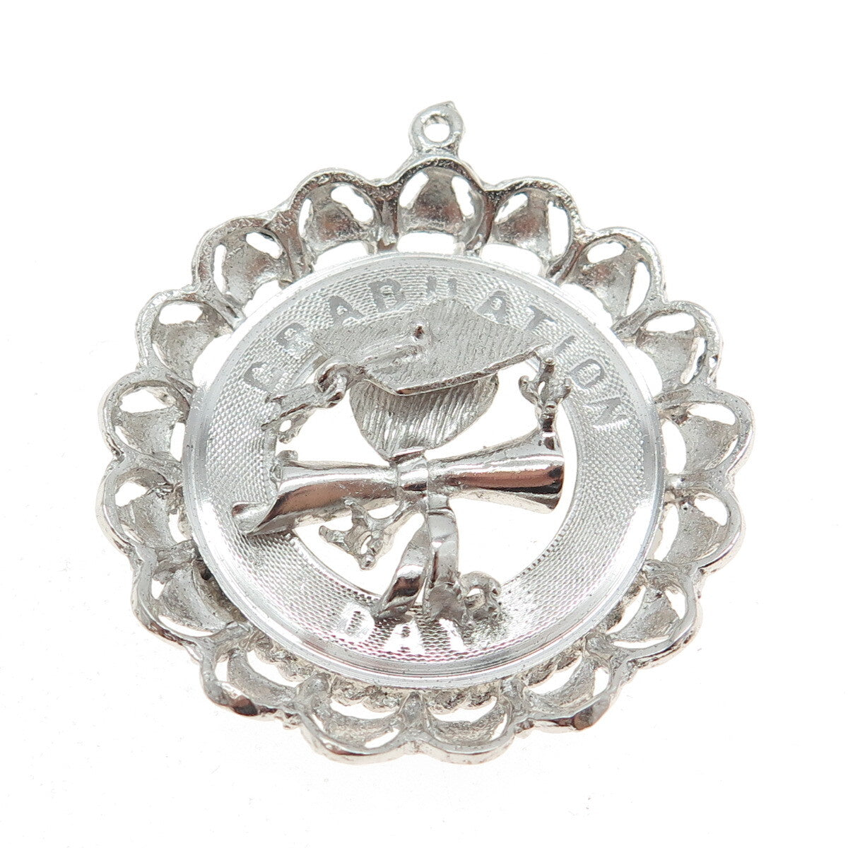 925 Sterling Silver Vintage "Graduation Day" Cap & Diploma Pendant