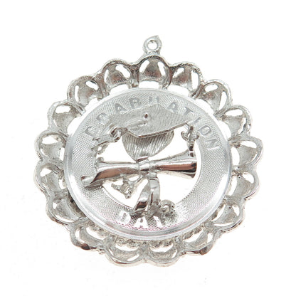 925 Sterling Silver Vintage "Graduation Day" Cap & Diploma Pendant