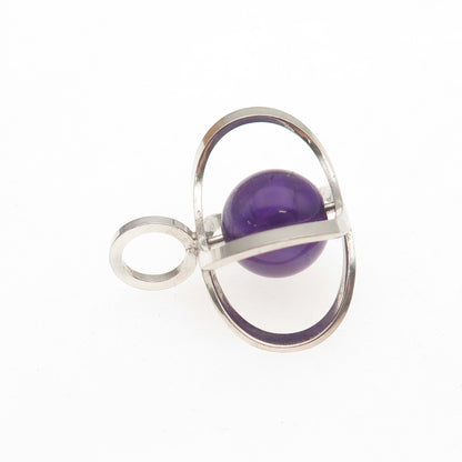 KUPITTAAN KULTA 925S Sterling Silver Vintage Finland Amethyst Modernist Pendant