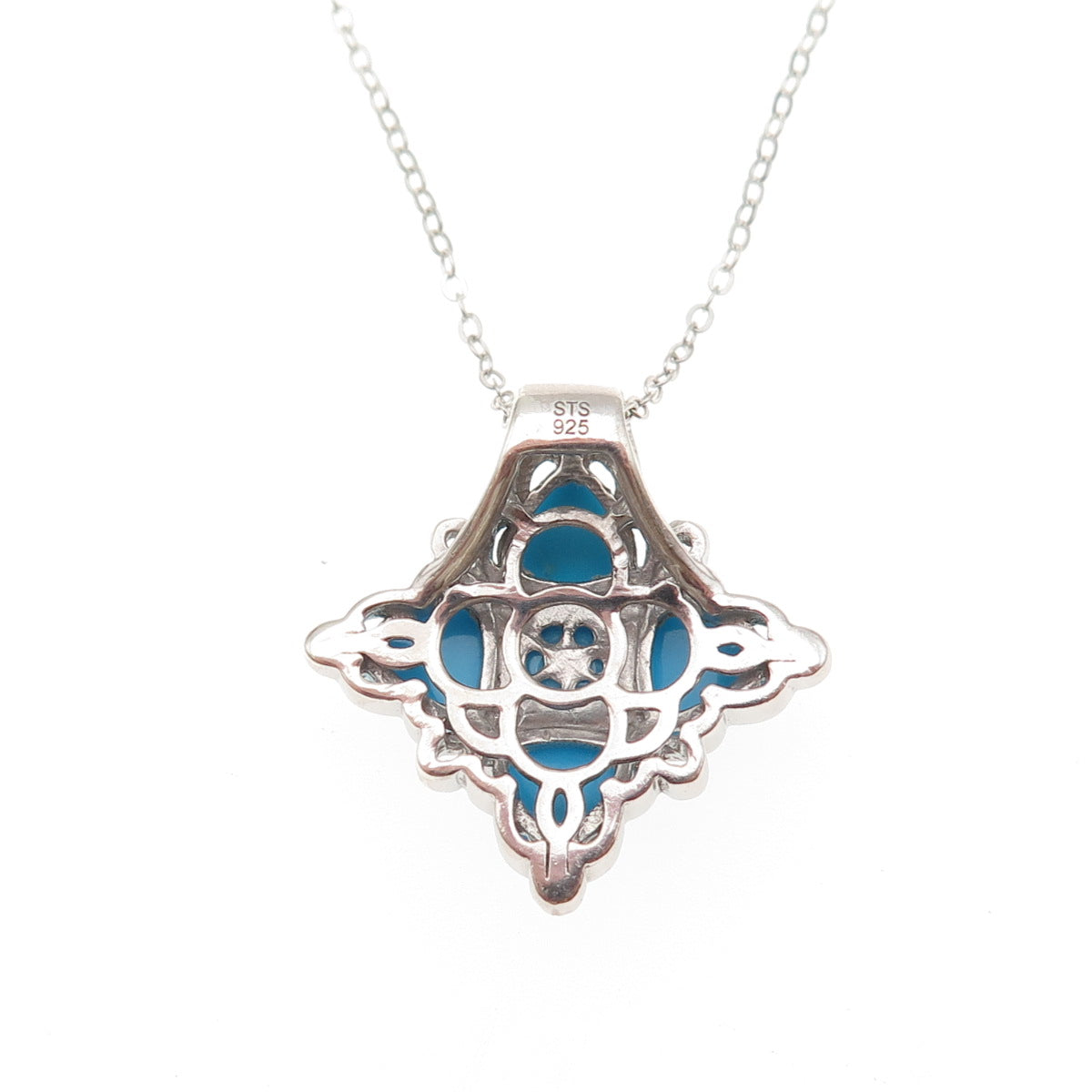 Chuck Clemency 925 Sterling Silver Real Turquoise Apatite Chain Necklace 20"