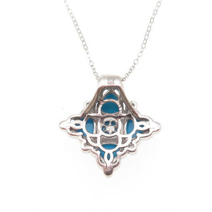 Chuck Clemency 925 Sterling Silver Real Turquoise Apatite Chain Necklace 20"