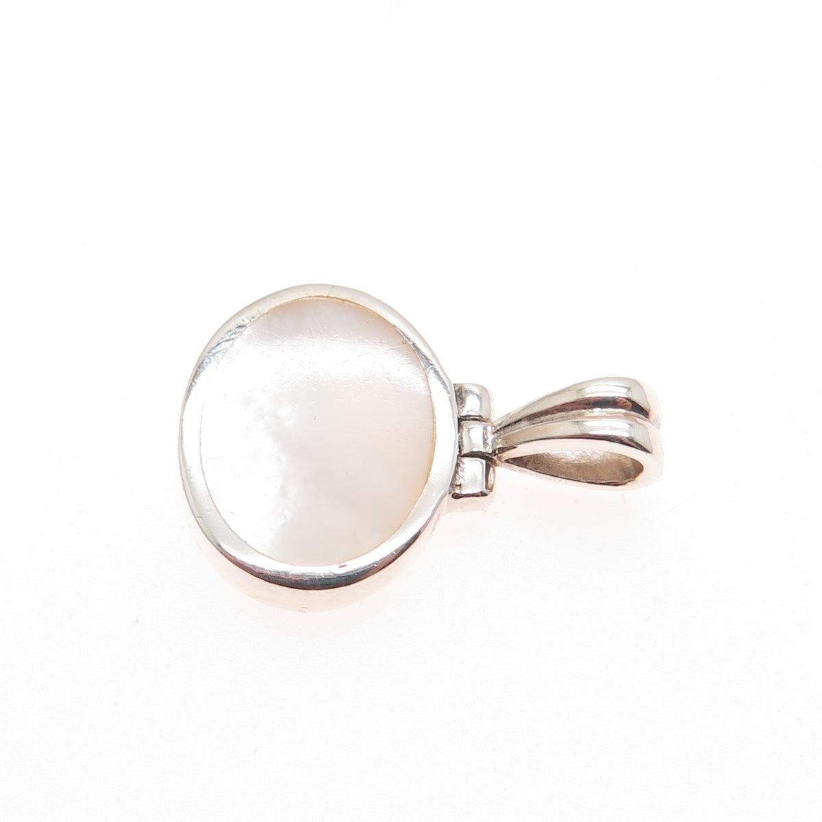 ATI ANNIKA WITT 925 Sterling Silver Vintage Real MOP Modernist Charm Pendant