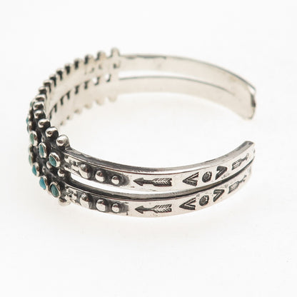 Old Pawn 925 Sterling Silver Vintage Turquoise Snake Eye Adjustable Bracelet 6"