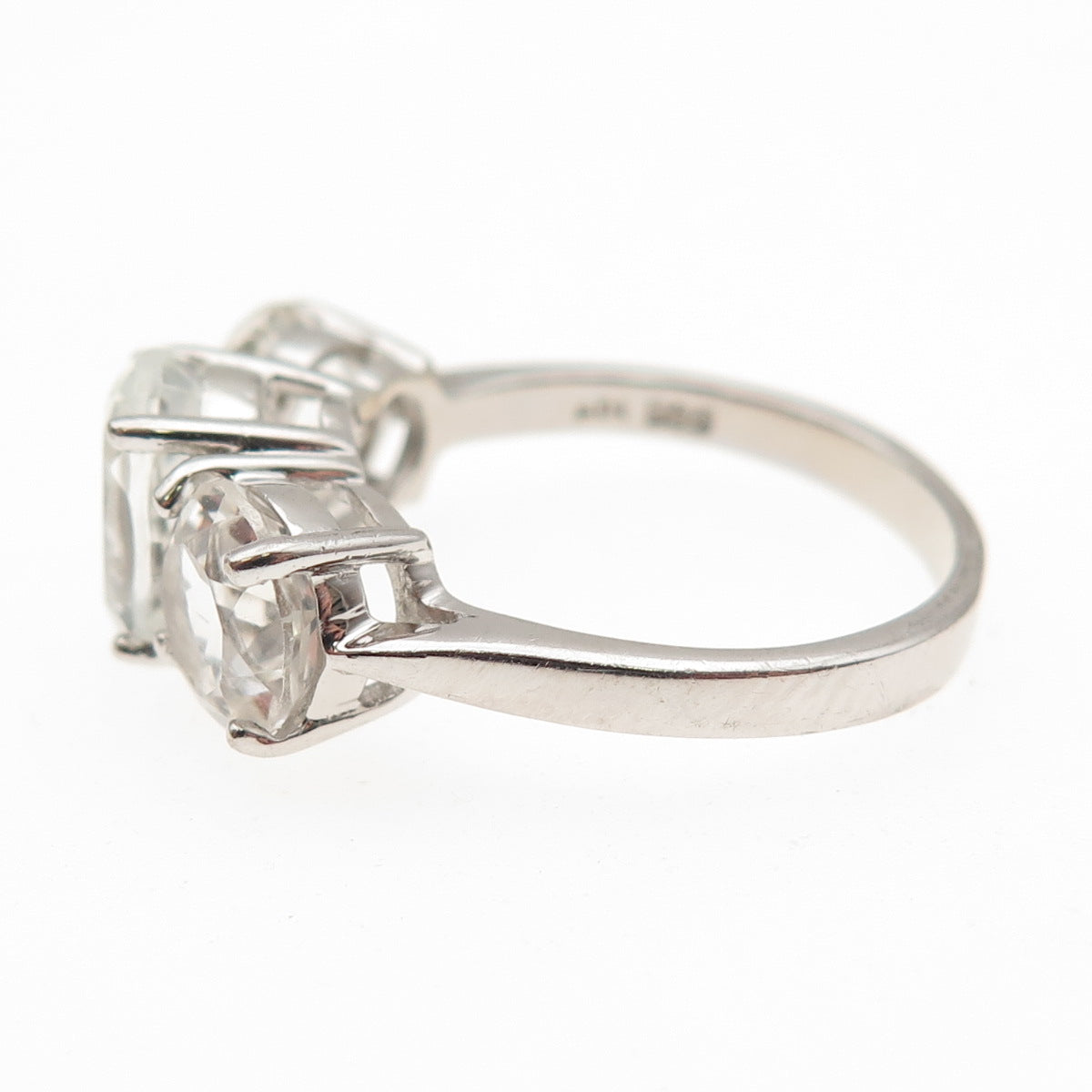925 Sterling Silver Real Oval & Round-Cut White Topaz Engagement Ring Size 7