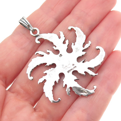 IC James Craig 925 Sterling Silver Vintage Modernist Floral Charm Pendant