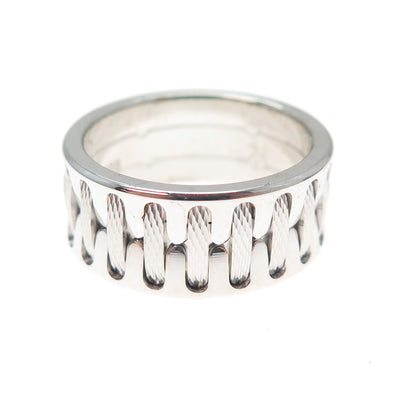 NEOS 925 Sterling Silver Textured Sewing Stitches Band Ring Size 7.75