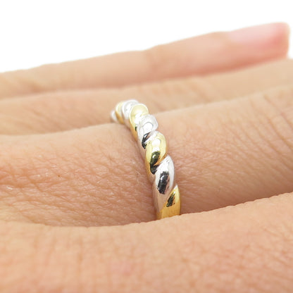 SMK 925 Sterling Silver 2-Tone Twisted Ring Size 7