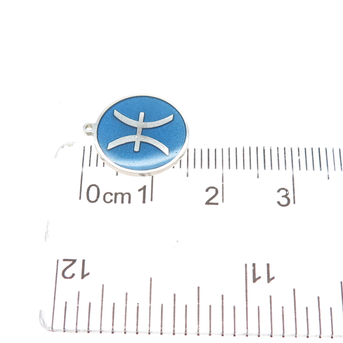 TOKEMOTI 925 Sterling Silver Blue Enamel Pisces Zodiac Minimalist Charm Pendant