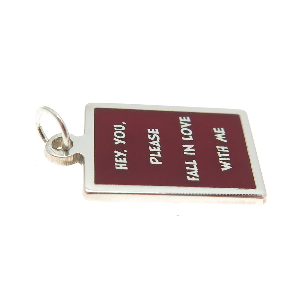 925 Sterling Silver Enamel "Hey You Please Fall In Love With Me" Charm Pendant