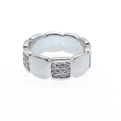 925 Sterling Silver Round-Cut Shaped C Z Panel Band Ring Size 7
