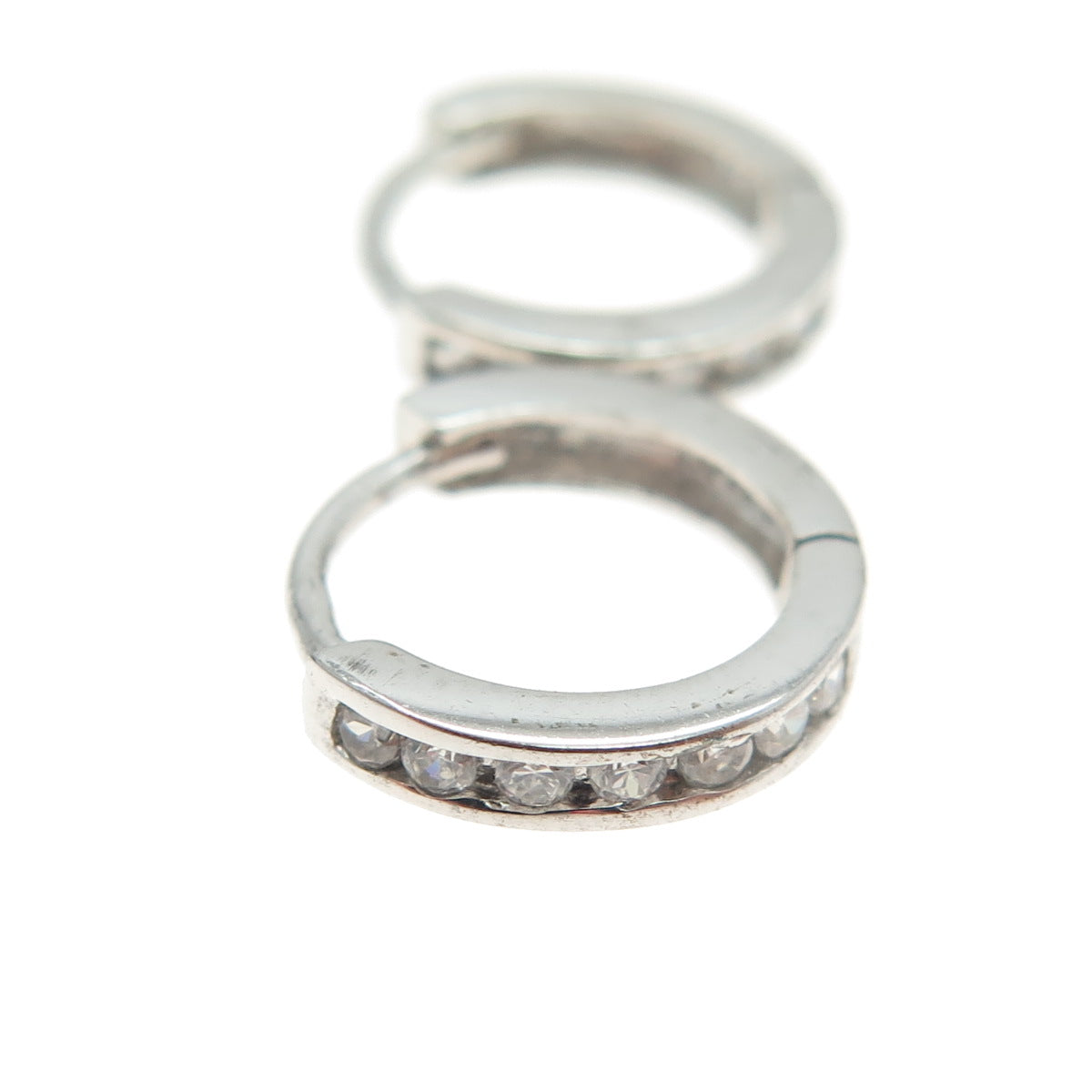 RIIF 925 Sterling Silver Round-Cut C Z Hoop Earrings