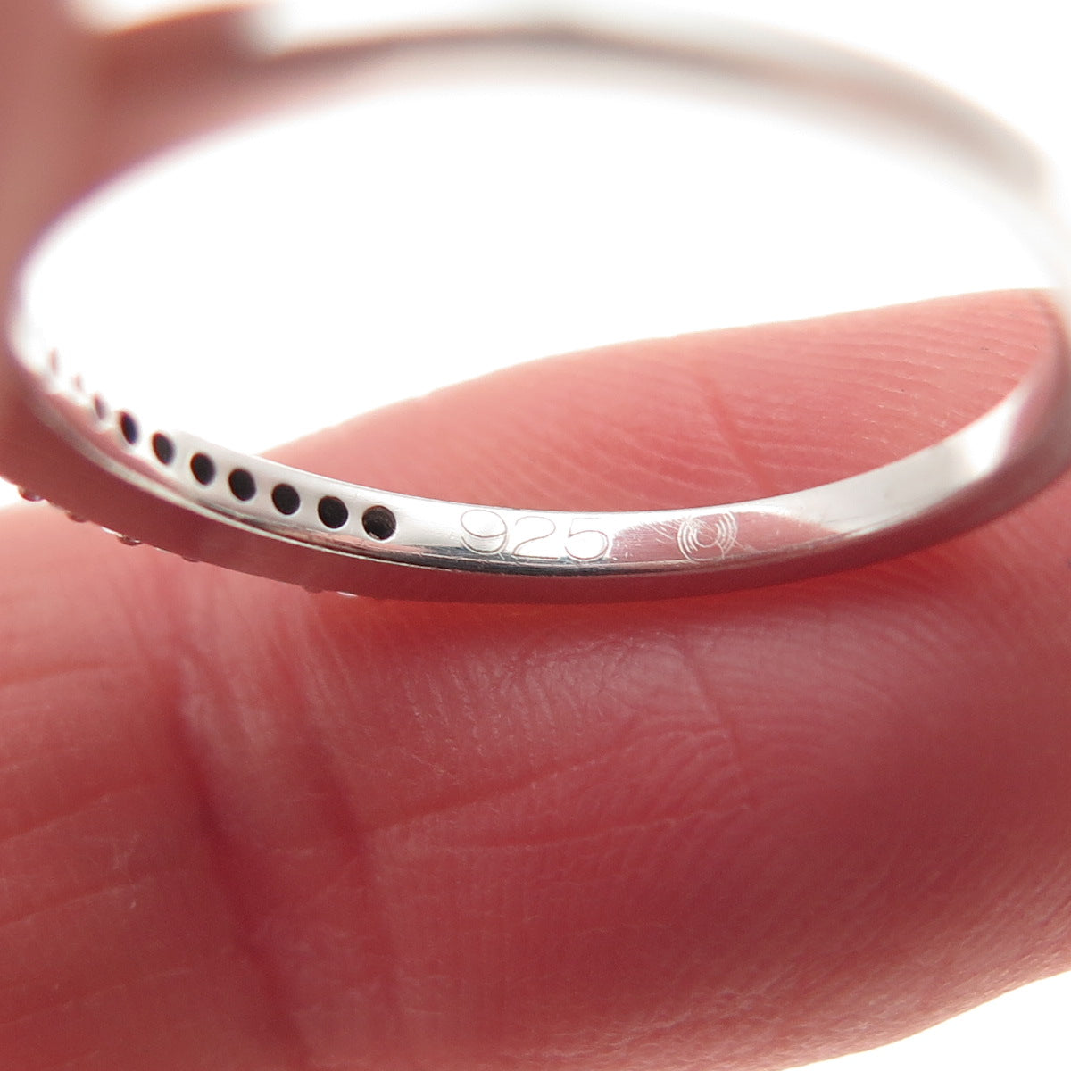 925 Sterling Silver Round-Cut C Z Stackable Half Eternity Ring Size 6.75