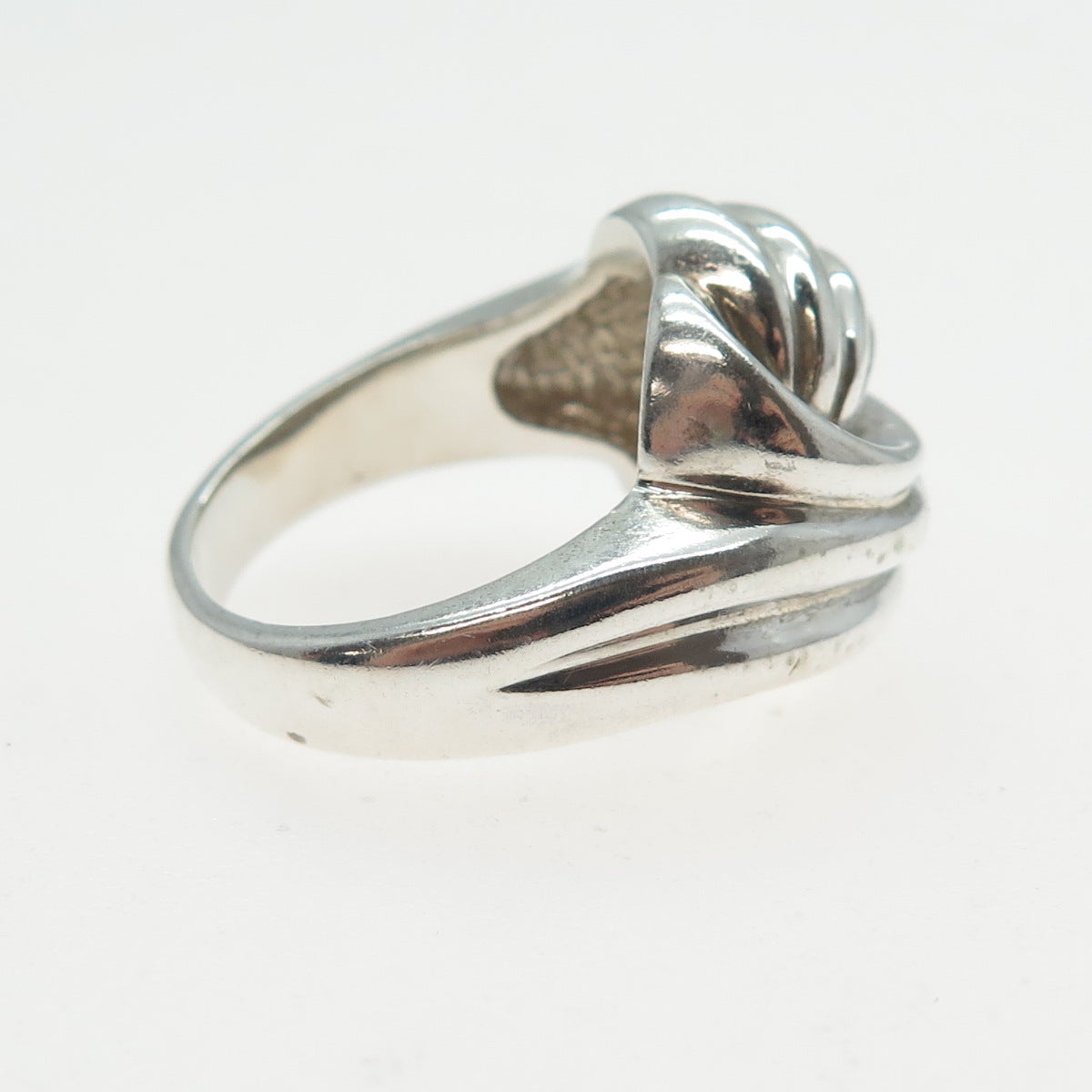 925 Sterling Silver Vintage Modernist Twisted Wavy Ribbed Ring Size 7