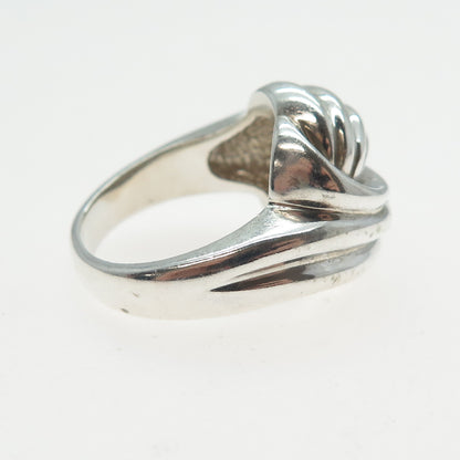 925 Sterling Silver Vintage Modernist Twisted Wavy Ribbed Ring Size 7