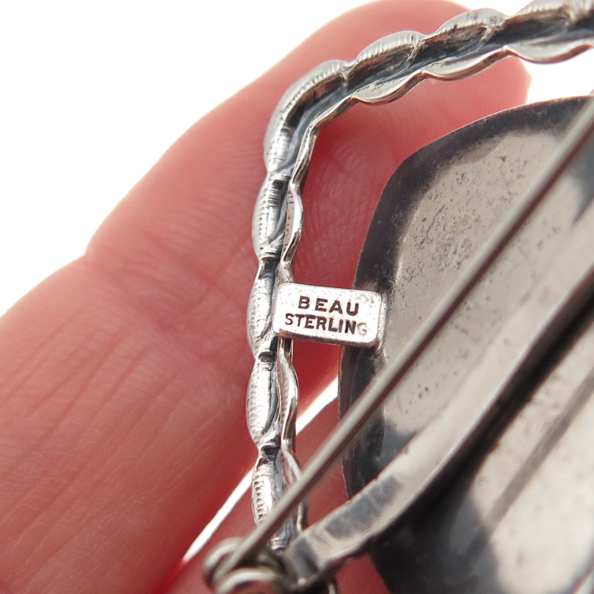 Beau 925 Sterling Silver Vintage Heart Oxidized Pin Brooch