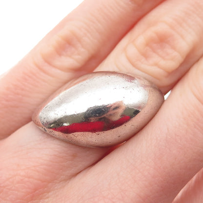 925 Sterling Silver Vintage Modernist Dome Oxidized Ring Size 5