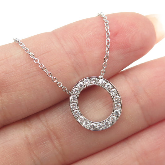 925 Sterling Silver Round-Cut C Z Circle of Life Cable Chain Necklace 18-20"